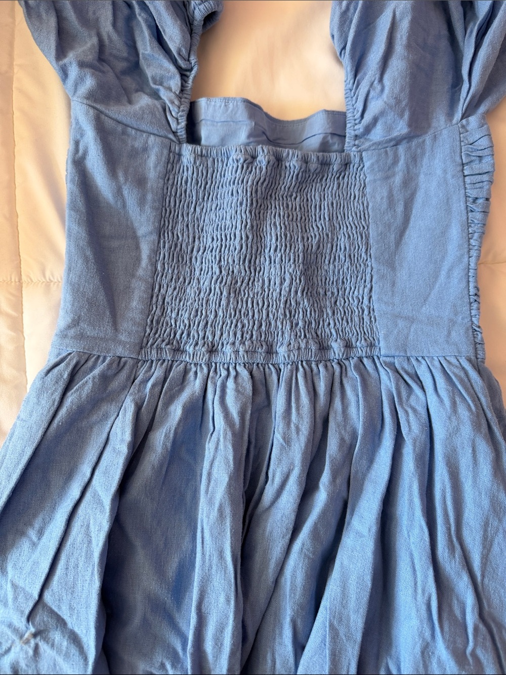 Abercrombie & Fitch Sky Blue Puff-Sleeve Tiered Maxi Dress - Picture 3 of 6